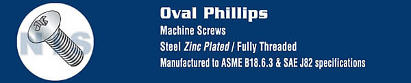 Phillips Oval Head Machine Screw Fully Threaded Zinc