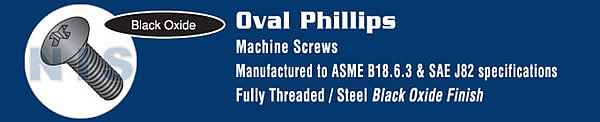 Phillips Oval Head Machine Screw Fully Threaded Black Oxide