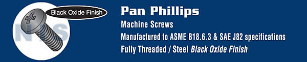 Phillips Pan Machine Screw Fully Threaded Black Oxide