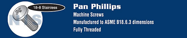 Phillips Pan Machine Screw Fully Threaded 18 8 Stainless Steel