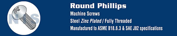Phillips Round Machine Screw Fully Threaded Zinc