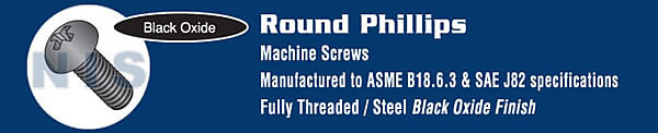 Phillips Round Machine Screw Fully Threaded Black Oxide