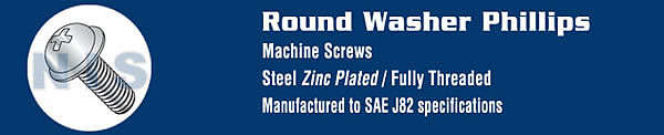 Phillips Round Washer Head Machine Screw Fully Threaded Zinc