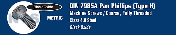 Din 7985 A Metric Phillips Pan Machine Screw Black Oxide Oiled Dry To Touch