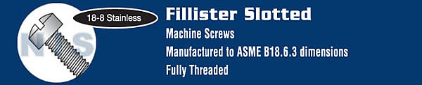Slotted Fillister Machine Screw Fully Threaded 18 8 Stainless Steel