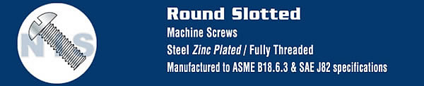 Slotted Round Machine Screw Fully Threaded Zinc