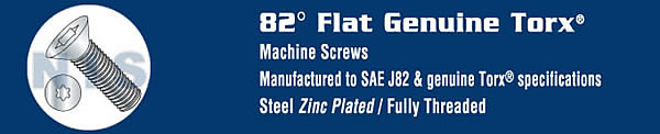 Torx Flat Machine Screw Fully Threaded Zinc