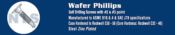 Phillips wafer Head With number 3 Point self Drilling Screw Zinc
