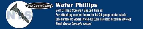 Wafer Head Drill Point Self Drilling Screw Green Ceramic
