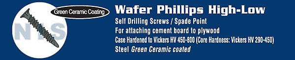 Wafer Head High Low Spade Point Self Drilling Screw Green Ceramic