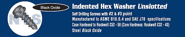 Unslotted Hex Washer Self Drilling Screw Black Oxide