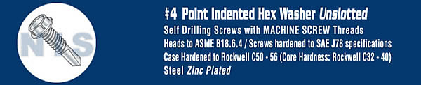 Unslotted Hex washer With number 4 Point Self drilling Screw Zinc