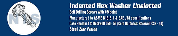 Unslotted Hex Washer With Number 5 Point Self Drilling Screw Zinc