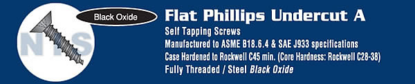 Phillips Flat Undercut Self Tapping Screw Type A Fully Threaded Black Oxide