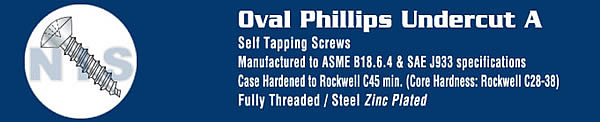 Phillips Oval Undercut Self Tapping Screw Type A Fully Threaded Zinc And Bake