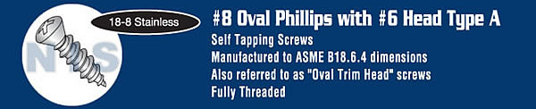 Phillips Oval Self Tapping Screw Type A Number Six Head Fully Thrd 18 8 Stain