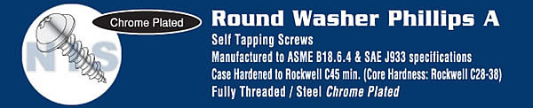 Phillips Round Washer Self Tapping Screw Type A Fully Threaded Chrome
