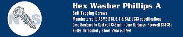 TYPE A - Phillips Indented Sheet Metal Screws