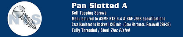 Slotted Pan Self Tapping Screw Type A Fully Threaded Zinc And Bake