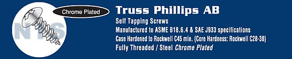 Phillips Truss Self Tapping Screw Type A B Fully Threaded Chrome