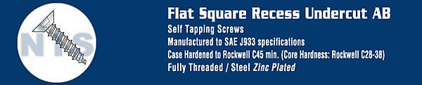 Square Flat Undercut Self Tapping Screw Type A B Fully Threaded Zinc And Bake