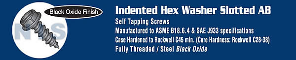 Slotted Indented Hex Washer Self Tapping Screw Type A B Fully Threaded Black Oxi