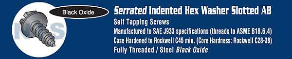 Slotted Indented Hex Washer Self Tapping Screw Type A B Serrated Full Thread Black Ox