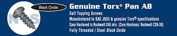 Torx(R) Pan Self Tapping Screw Type A B Fully Threaded Black Oxide