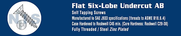 TYPE AB - Six Lobe Flat Self Tapping Sheet Metal Screws