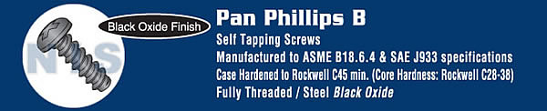 Phillips Pan Self Tapping Screw Type B Fully Threaded Black Oxide
