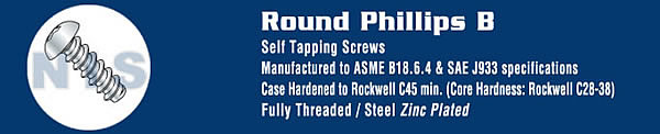 TYPE B - Phillips Round Self Tapping Sheet Metal Screws