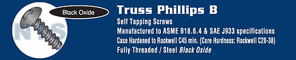 Phillips Truss Self Tapping Screw Type B Fully Threaded Black Oxide