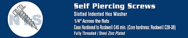 Slotted Indented Hex Washer 1/4 Across The Flats Self Piercing Screw Zinc