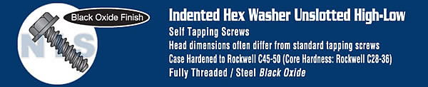 Unslotted Indented Hex Washer High Low Screw Fully Threaded Black Oxide