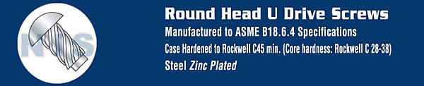 Round Head Type U Drive Screw Zinc And Bake