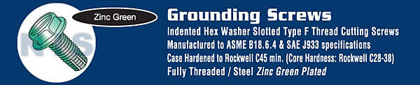 Slotted Ind Hex Washer Thread Cutting Screw Type F Fully Threaded Zinc And Green