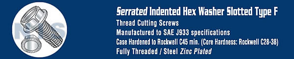 Slotted Indented Hex Washer Thread Cutting Screw Type F Serrated Fully Threaded