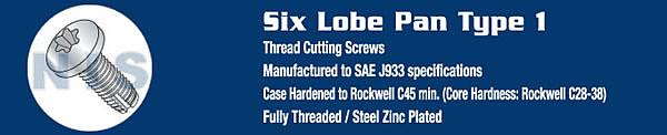 TYPE 1 - Six Lobe Pan Thread Cutting Screws
