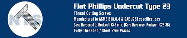 TYPE 23 - Phillips Flat Thread Cutting Screws