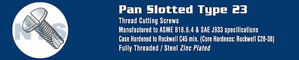 TYPE 23 - Slotted Pan Thread Cutting Screws