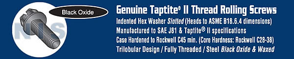 Slotted Indented Hex Washer Thread Rolling Screw Fully Threaded Black Ox Wax