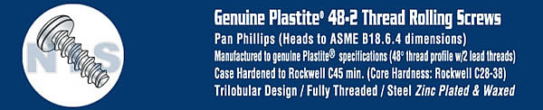 Phillips Pan Plastite 48 2 Fully Threaded Zinc Bake And Wax