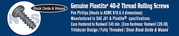 Phillips Pan Plastite 48 2 Fully Threaded Black Oxide And Wax