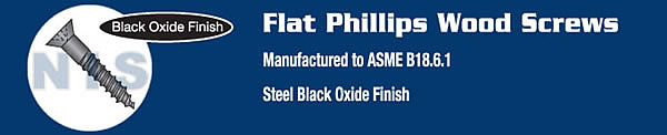 Phillips Flat Full Body 2/3 Thread Wood Screw Black Oxide and Oil