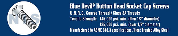 Coarse Thread Button Head Socket Cap Screw Plain