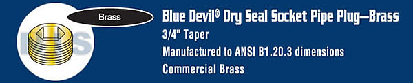 Dry Seal Socket Pipe Plug Brass