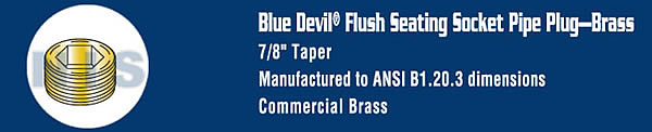 Flush Seating Socket Pipe Plug Brass