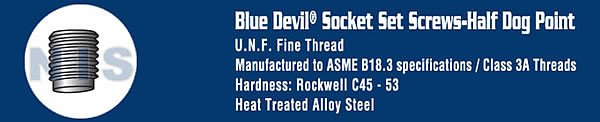 Fine Thread Socket Set Screw Half Dog Point Plain