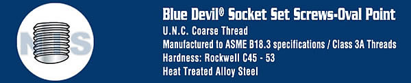 Coarse Thread Socket Set Screw Oval Point Plain