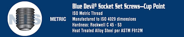 Metric Socket Set Screw Cup Point Plain